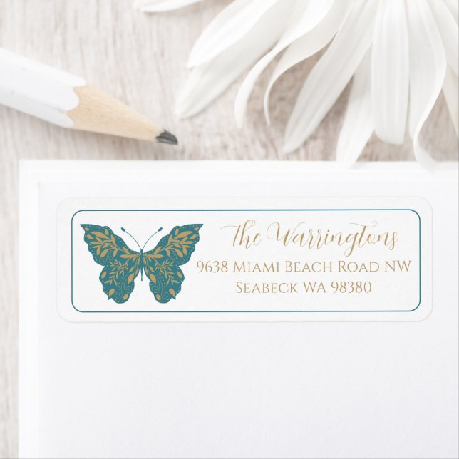 Elegant Hand Drawn Botanical Butterfly Label (Insitu)