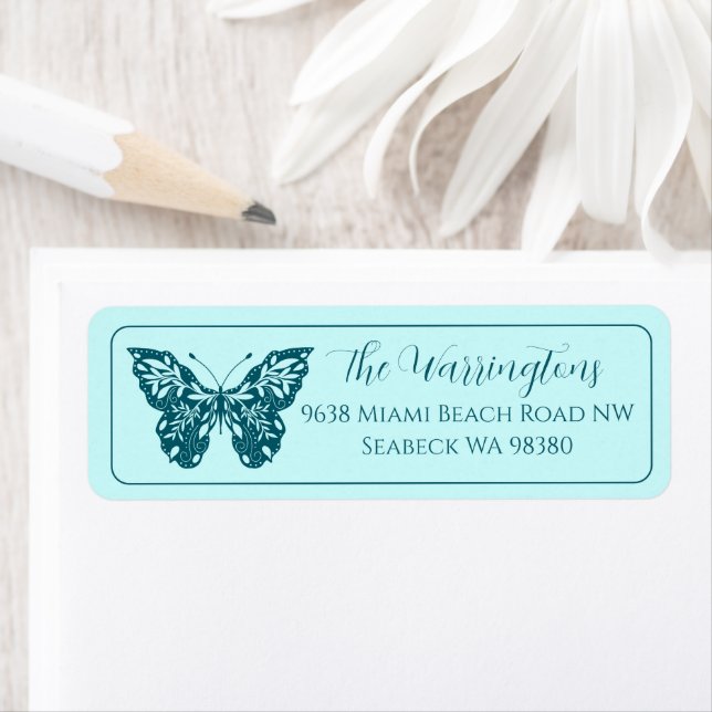 Elegant Hand Drawn Botanical Butterfly Label (Insitu)