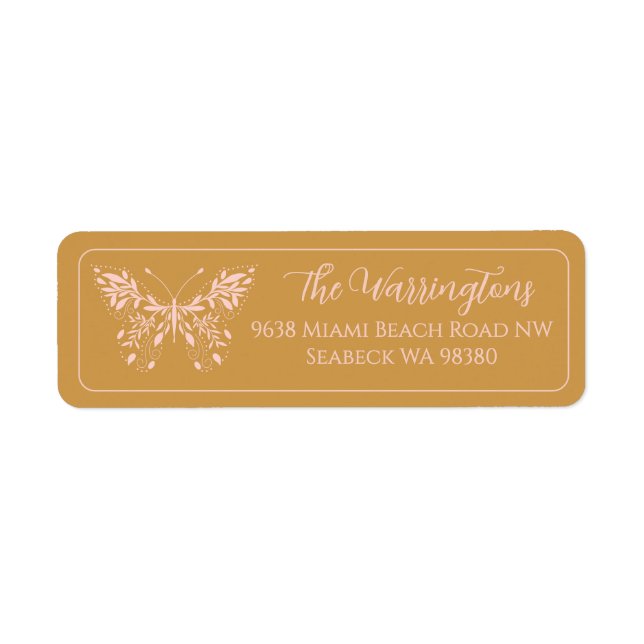 Elegant Hand Drawn Botanical Butterfly Label (Front)