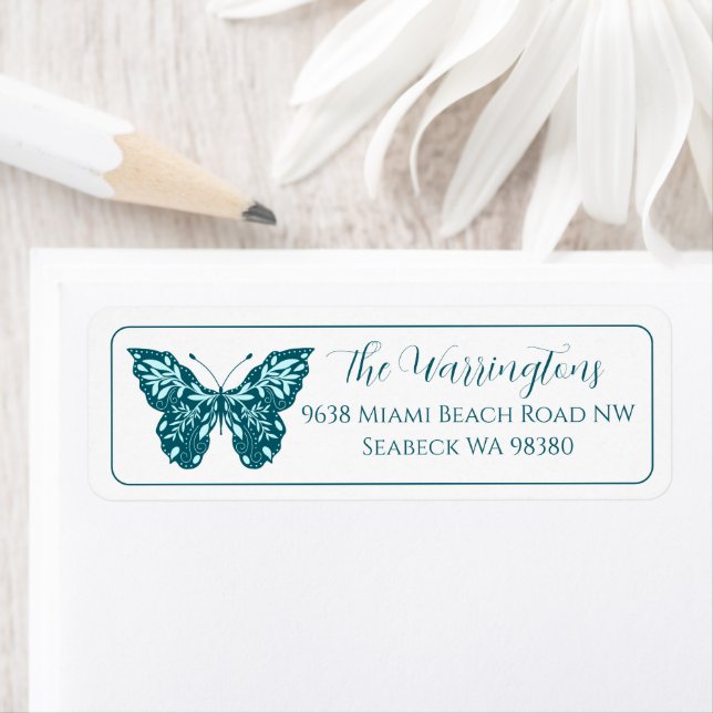 Elegant Hand Drawn Botanical Butterfly Label (Insitu)