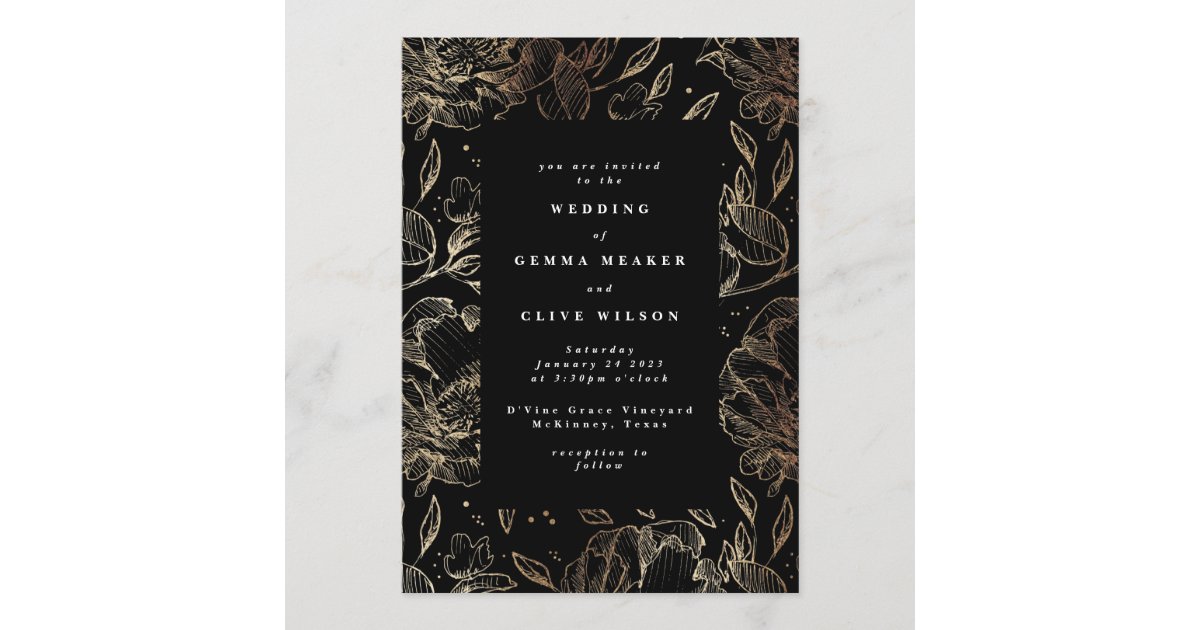 Elegant Hand Drawn Botanical Wedding Invitation | Zazzle