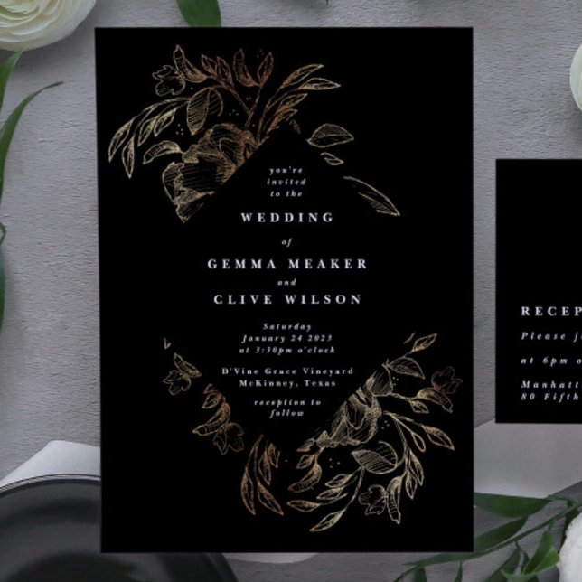 Elegant Hand Drawn Botanical Wedding Invitation (Creator Uploaded)