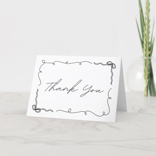 Elegant Hand Drawn Bow Doodle Chic Bridal Shower Thank You Card