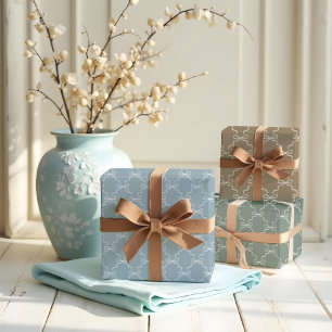 Elegant Hand Drawn Bow & Ribbon Pattern Wedding Wrapping Paper Sheets