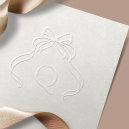 Elegant Hand Drawn Bow &amp; Ribbon Wedding Monogram Embosser