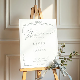 Elegant Hand Drawn Bow & Ribbon Wedding Welcome Foam Board