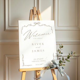 Elegant Hand Drawn Bow & Ribbon Wedding Welcome Foam Board