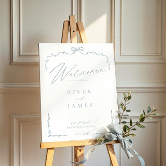 Elegant Hand Drawn Bow & Ribbon Wedding Welcome Foam Board