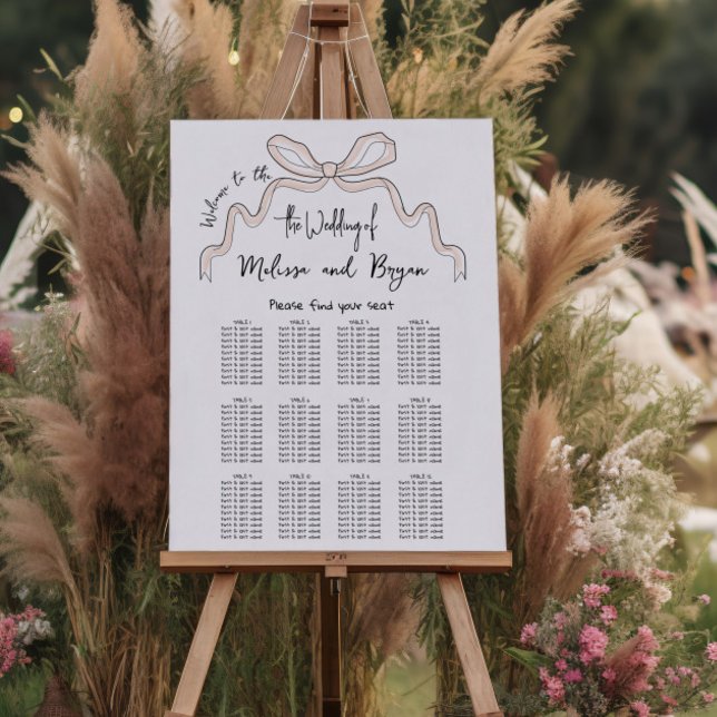 Elegant Hand drawn bow Seating Chart  Foam Board (Creator Uploaded)