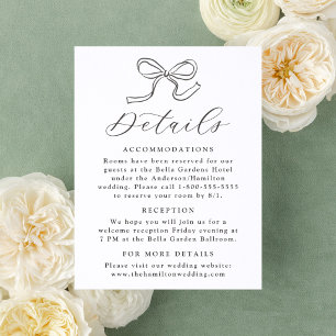 Elegant Hand-Drawn Bow Wedding Letterpress Enclosure Card
