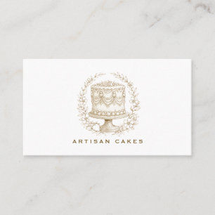 Elegant Hand Drawn Cake Bakery Business Card