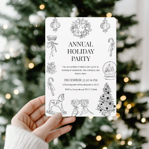 Elegant Hand-Drawn Christmas Party Invitation