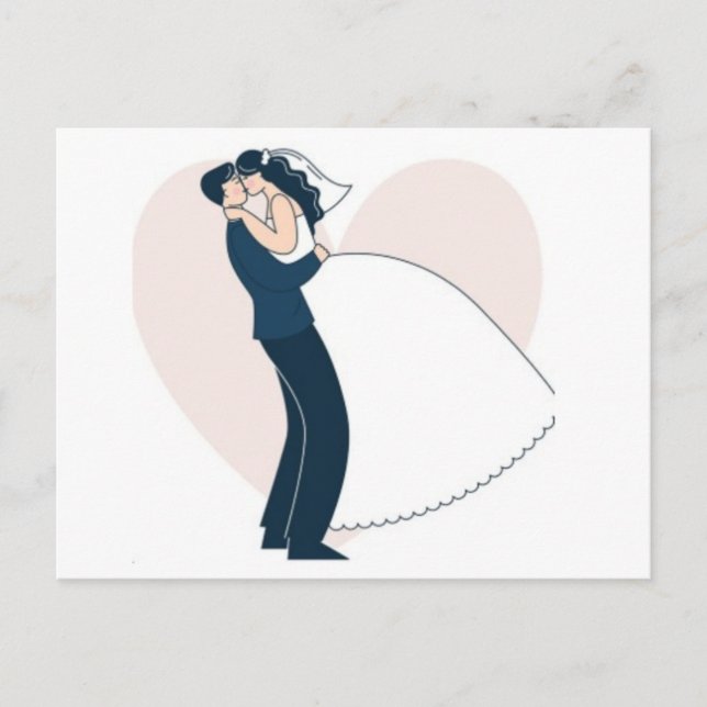 Elegant Hand-Drawn Couple Engagement  Postcard (Front)