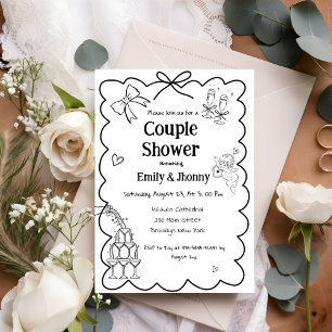Elegant Hand Drawn couple shower Invitation