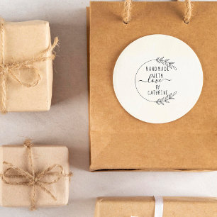 Elegant Hand-drawn Custom Name Handmade with Love Rubber Stamp