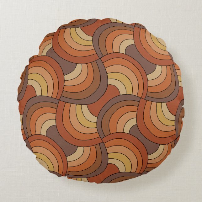 Elegant hand-drawn earthy weave pattern CC0022 Round Pillow (Front)
