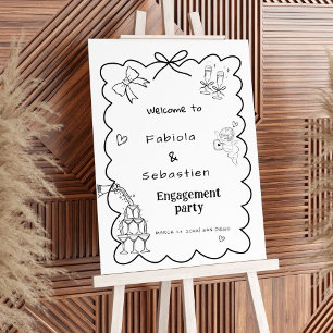 Elegant Hand Drawn Engagement Party Welcome sign
