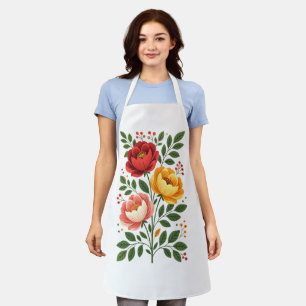 Elegant Hand-Drawn Floral Apron