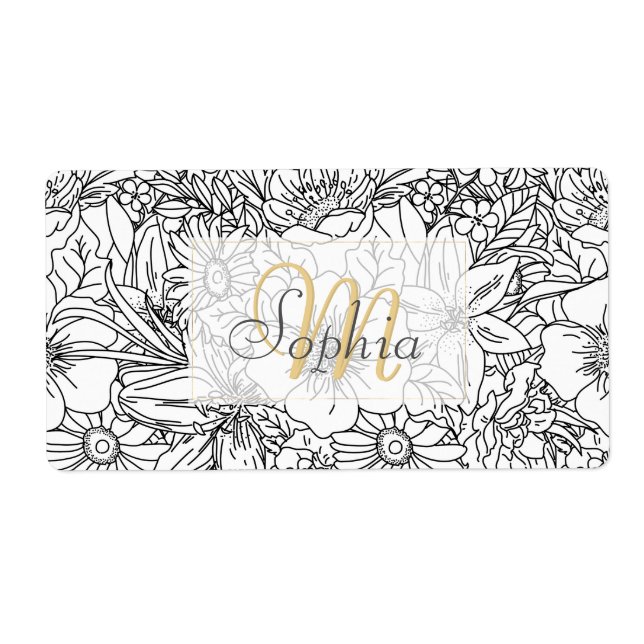 Elegant Hand drawn floral doodles design Label (Front)