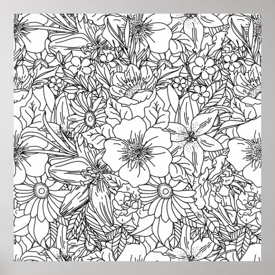 Elegant Hand drawn floral doodles design Poster | Zazzle.com