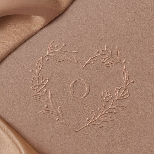 Elegant Hand-Drawn Floral Heart Wedding Monogram  Embosser (Elegant Hand-Drawn Floral Heart Wedding Monogram Embosser)