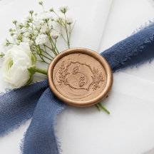 Elegant Hand-Drawn Floral Monogram Crest Wedding