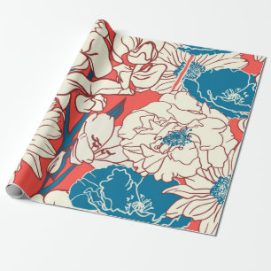 Elegant hand drawn Floral pattern, Garden flowers. Wrapping Paper