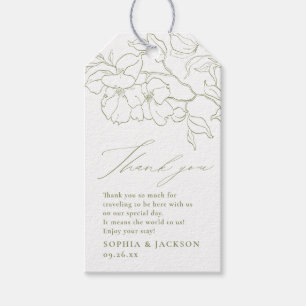 Elegant hand drawn floral sage green thank you gift tags