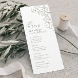Elegant hand drawn floral sage green wedding menu<br><div class="desc">Elegant delicate hand drawn flower illustration and modern script typography details, in dark sage green and white, simple and romantic. Great floral wedding menus for modern rustic wedding, country garden wedding, and simple boho wedding in summer and winter. Fully customizable with any colors to match your wedding theme. See all...</div>