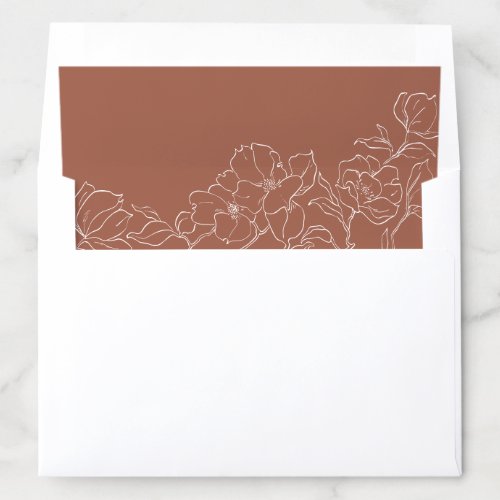 Elegant hand drawn floral terracotta wedding envelope liner