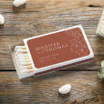 Elegant hand drawn floral terracotta wedding Matchboxes<br><div class="desc">Elegant delicate hand drawn flower illustration and modern script typography details, in terra cotta and white color, simple and romantic. Great floral wedding favors for modern rustic wedding, country garden wedding, and simple boho wedding in fall and winter. Fully customizable with any colors to match your wedding theme. See all...</div>
