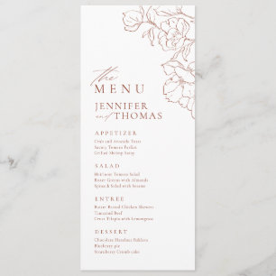 Elegant hand drawn floral terracotta wedding menu