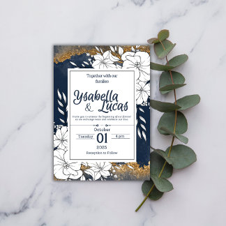 Elegant Hand-Drawn Floral Wedding Invitation 