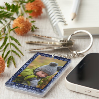 Elegant Hand Drawn Frame Custom Image Keychain