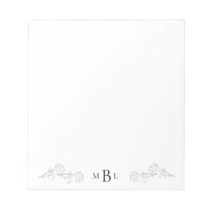 Elegant Hand-Drawn Jasmine Monogram Notepad