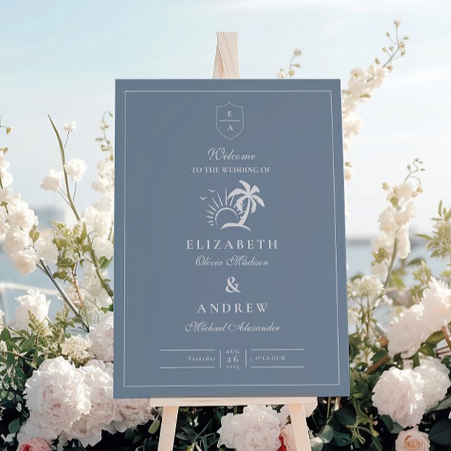 Elegant Hand Drawn Palm Tree Wedding Foam Board (Creator Uploaded)