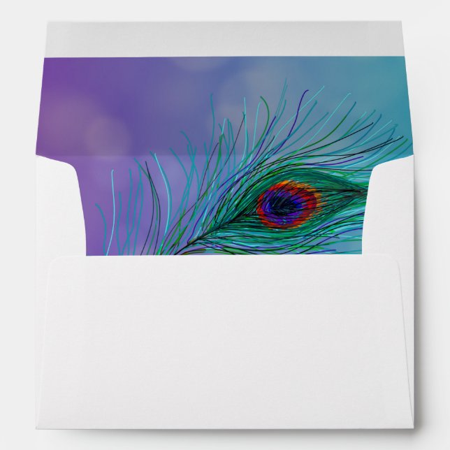 Elegant Hand Drawn Peacock Feather Envelope (Back (Bottom))