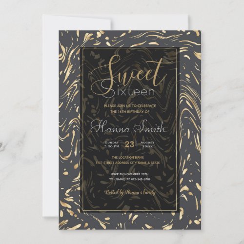 Elegant Hand_Drawn Pink Floral Black Design Invitation