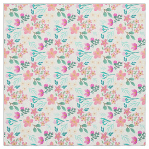 Elegant hand-drawn pink floral design fabric