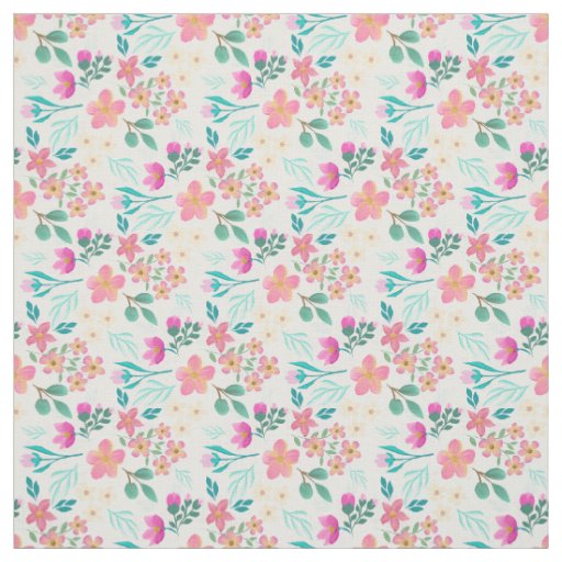 Elegant hand-drawn pink floral design fabric