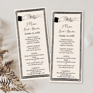 Elegant Hand Drawn Retro Black Wedding Menu