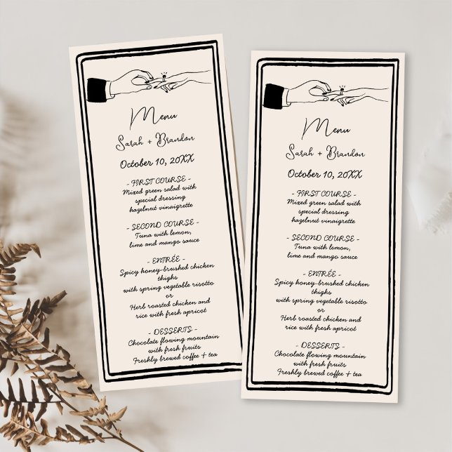 Elegant Hand Drawn Retro Black Wedding Menu (Creator Uploaded)