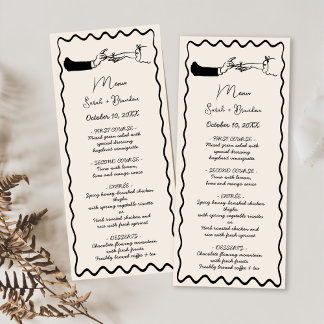 Elegant Hand Drawn Retro Black Wedding Menu