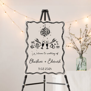 Elegant Hand Drawn Retro Black Wedding Sign