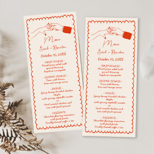 Elegant Hand Drawn Retro Orange Wedding Menu