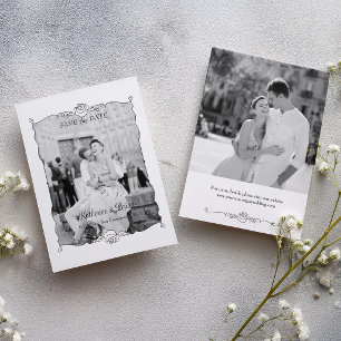 Elegant Hand Drawn Rose Photo Frame Save The Date