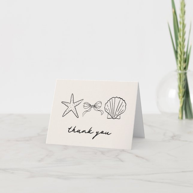 Elegant Hand Drawn Seashell Coquette Thank You (Front)