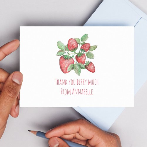Elegant Hand_Drawn Strawberries Boho Spring Berry  Thank You Card