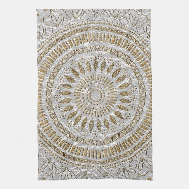 Elegant hand drawn tribal mandala design towel (Vertical)