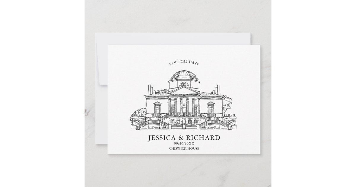 Elegant Hand Drawn Venue Chateau Illustration Invitation | Zazzle